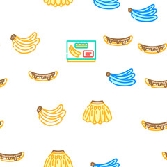 banana fruit food yellow white vector seamless pattern thin line illustration