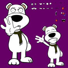 funny standing polar bear character cartoon kawaii expressions set in vector format