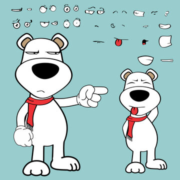 funny standing polar bear character cartoon kawaii expressions set in vector format