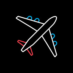 Airplane or plane flat vector icon