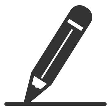 Pencil writes on paper - icon, illustration on white background, glyph style