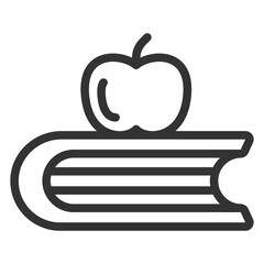 An apple on a closed book - icon, illustration on white background, outline style