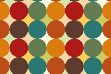 Seamless vector decorative background with multicolored circles. Retro abstract multicolored large polka dot background
