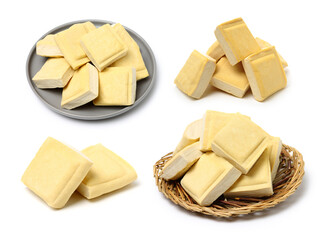 Tofu on a white background