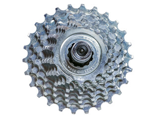 Closeup of an isolated sprocket wheel of a bike
