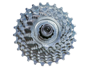 Closeup of an isolated sprocket wheel of a bike