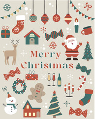 set of christmas elements