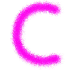 Pink furry letter C isolated on white background