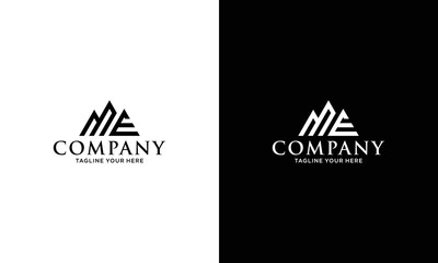 Letter ME Logo Symbol. Initial Monogram Logo. Vector logo for business and company identity on a black and white background.