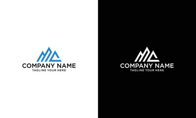Letter MC Logo Symbol. Initial Monogram Logo. Vector logo for business and company identity on a black and white background.