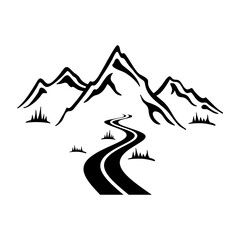 Fototapeta premium Highway in mountains icon vector set. Forest road illustration sign collection. Travel symbol. Trip logo.