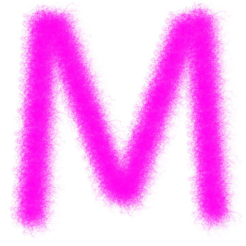 Pink furry letter M isolated on white background