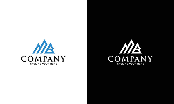 Letter MB Logo Symbol. Initial Monogram Logo. Vector logo for business and company identity on a black and white background.
