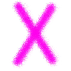 Pink furry letter X isolated on white background
