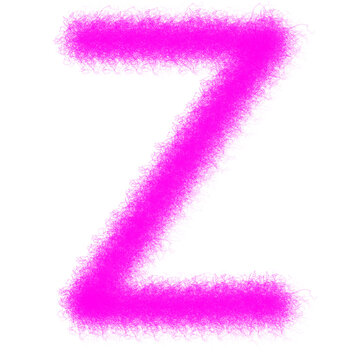 Pink furry letter Z isolated on white background
