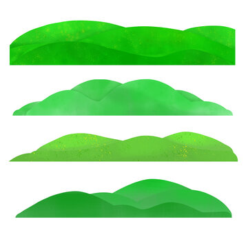 Green hills, meadow. A set of elements for design