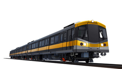 Fototapeta premium 3d model of a subway train on a white isolated background. 3d rendering.
