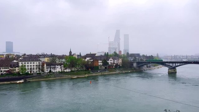 Altstadt Kleinbasel housing, River Rhine and bridges of Basel, Switzerland