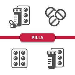 Pills Icons. Medication, Drugs
