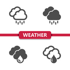 Weather Icons - Clouds, Cloudy, Cloud, Rain, Raining