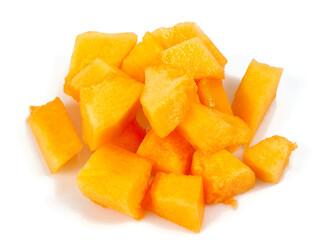 Pieces of melon isolated on white. Cut melon isolated on white background.