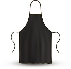 Black apron kitchen restaurant service chef uniform protective clothes textile realistic vector - obrazy, fototapety, plakaty
