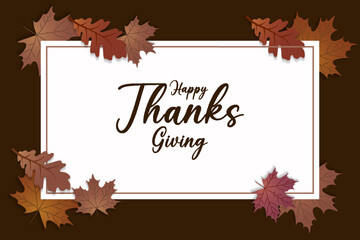 Thanksgiving typography with dry leaves,thanksgiving calligraphy vector for postcard poster and invitation card