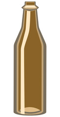 Single empty brown glass beer bottle