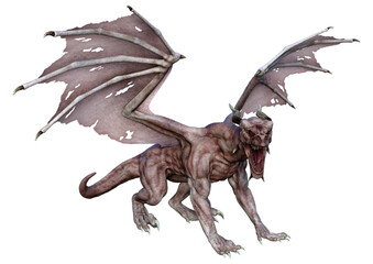 3D Rendering Fairy Tale Dragon on White