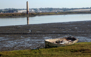 Boat stranded on the shore