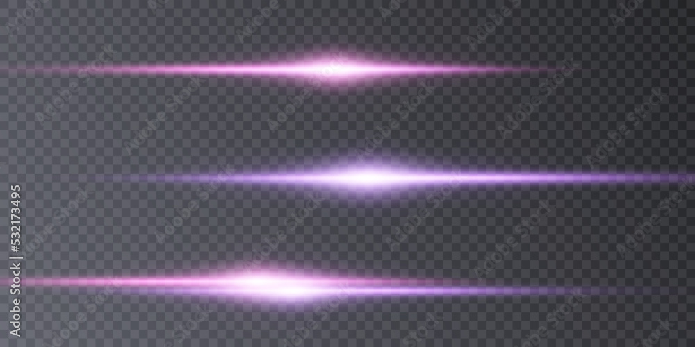 Poster set of purple horizontal highlights of abstract glowing stars and twinkles. vector.