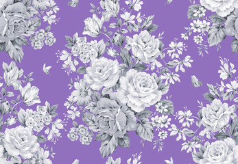 Classic Popular Flower Seamless pattern background - For easy making seamless pattern use it for filling any contours