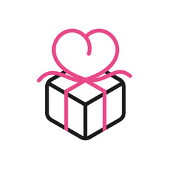 Box love gift logo design