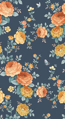 Classic Popular Flower Seamless pattern background - For easy making seamless pattern use it for filling any contours