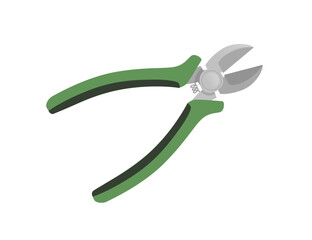 Wire cutter with rubber cover handle vector illustration isolated on white background