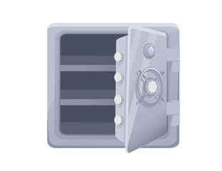 Armored steel safe with password lock silver colored vector illustration isolated on white background