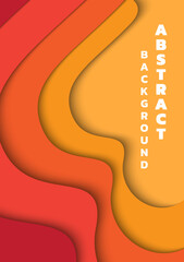 Paper cut background. red to yellow paper cut waves. wave concept. paper cut shape, red, yellow.