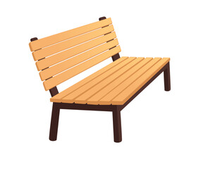 Wooden bench with steel legs outdoor park furniture vector illustration isolated on white background