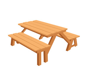 Wooden bench with legs outdoor park furniture vector illustration isolated on white background