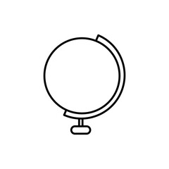 Geography line icon. Globe, world, orbit, axis, equator, earth, setting, sphere, geolocation, cosmos, universe. Topography concept. Vector black line icon on a white background