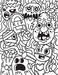 Halloween ghost party coloring page