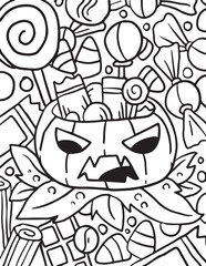 Fototapeta na wymiar Halloween Pumpkin Candy coloring page