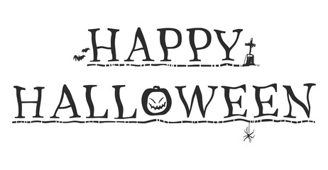 黒色の手描きハロウィンテキストロゴデザイン