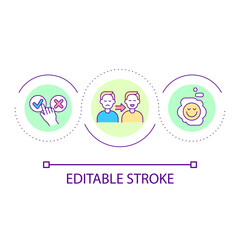 Changing mental state loop concept icon. Positive experience sharing. Emotions impact on life abstract idea thin line illustration. Isolated outline drawing. Editable stroke. Arial font used