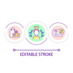 VIP customer account loop concept icon. Unique discount and offers. Privileges for loyal clients abstract idea thin line illustration. Isolated outline drawing. Editable stroke. Arial font used