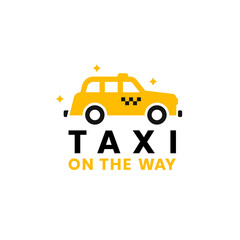 Vector flat taxi logo isolated. Car icon silhouette. Auto logo template. Taxi service brand design. 