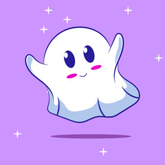 Premium vector l vector halloween cute ghost, flat design. free royalty. suitable for sticker