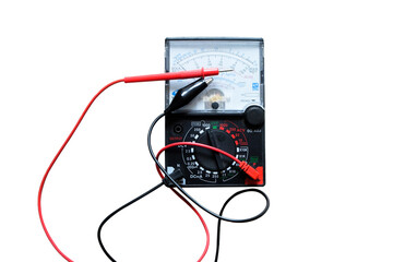 Electronic Multimeter With Wires on white background with clipping path