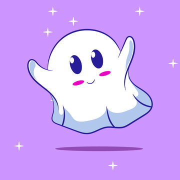 Premium vector l vector halloween cute ghost, flat design. free royalty. suitable for sticker
