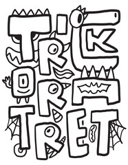 Halloween trick or treat coloring page